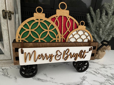 Wagon Shelf Sitter, Christmas Decor, Christmas Wagon Decor, Rustic Decor, Mantel Decor, Interchangeable Decor, Wagon Decor
